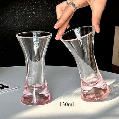 Hochwertiger mattierter Puder-Taillen-Glasbecher,Leichter Luxus Cocktail Champagner Whiskey Glas,Hochwertige Saftgläser,Barzubehör Geschenk