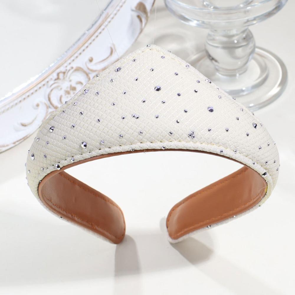 Klassieke Lederen Driehoekige Hoofdband Brede Rand Antislip Haarband V-Vorm Strass Hoofdband Bruiloft