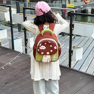 Schoolbag Backpack Cute Cartoon Mushroom Kindergarten School Bag Printed Ridge Protection Lightweight Girls Cute Fun Lightweight Student School Bag