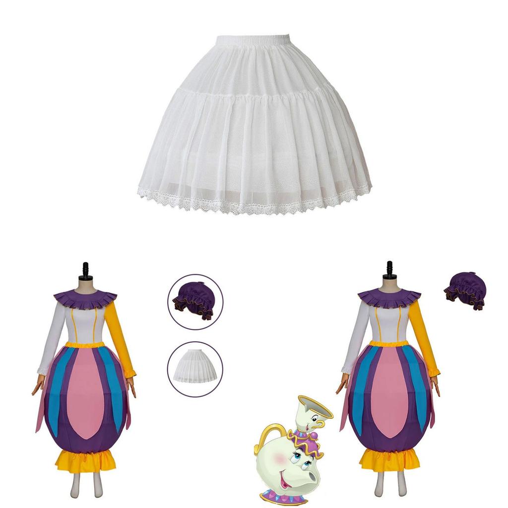 Die Schöne und das Biest Mrs. Potts Cosplay Kostüm im Prinzessinnen-Stil für die Halloween-Party