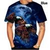 Camisetas divertidas estampadas en 3D para hombre, camisetas de manga corta con estampado de águila a la moda, camisetas informales de verano para hombre con pájaros de talla grande S-6XL