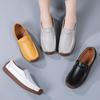 Spring and Autumn Single Shoes Women's Flat-bottomed Flat-heeled Cowhide Hollow Snail Shoes Large Size Women's Shoes Casual Mother Shoes
