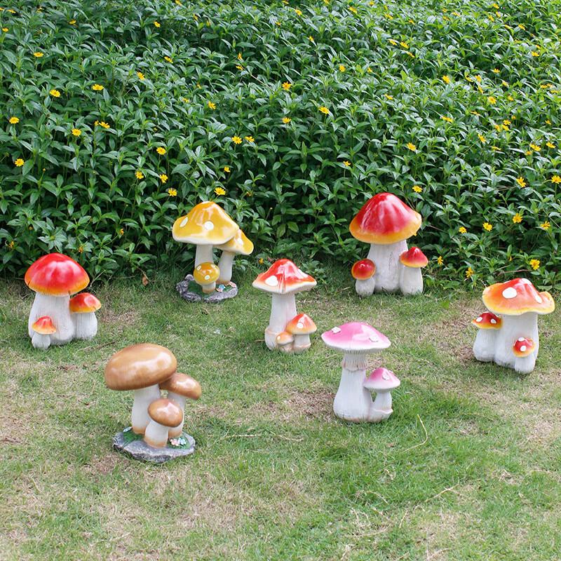 Artificial Mushroom Ornaments Set