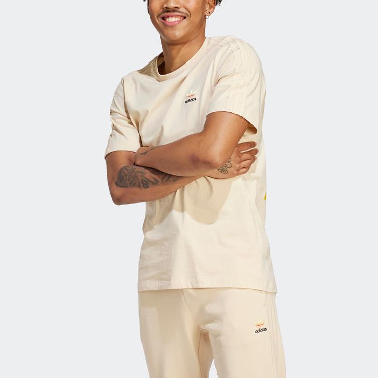 Adidas Originals Trefoil ACP Tee with Cartoon Print, Crew Neck, Short Sleeve, American Vintage Men Tops Rock-Layer-Sandstorm HZ1155