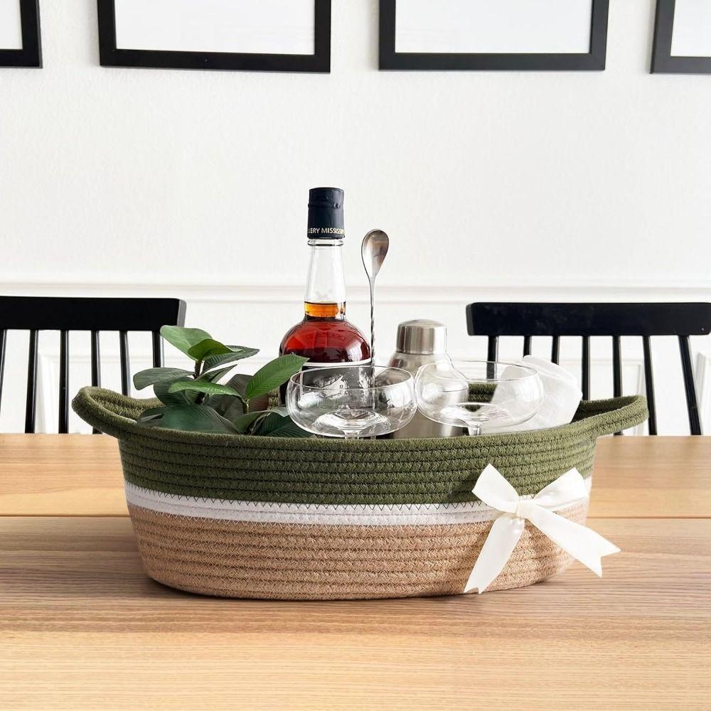 Large Capacity Woven Storage Basket Space Saving Snack Basket Cosmetic Storage Basket Makeup