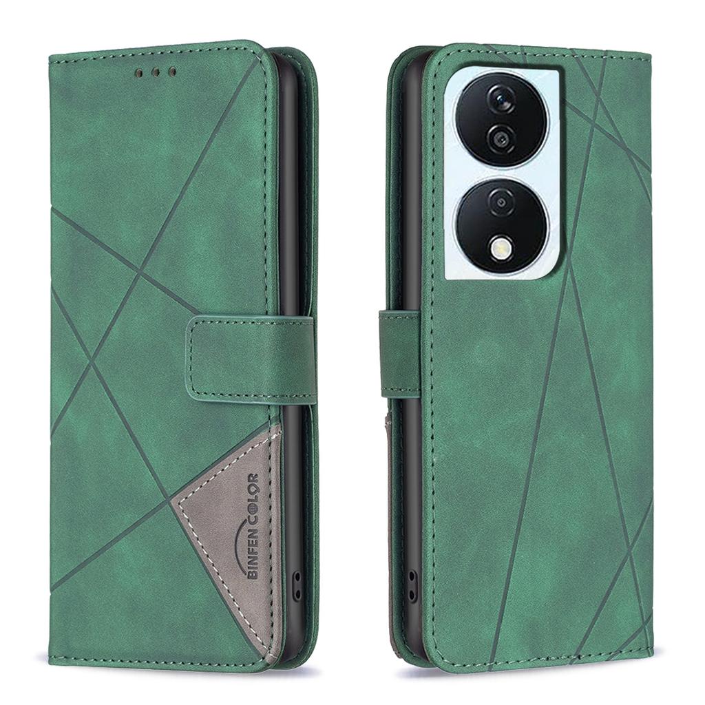 For Honor X7b 4G/90 Smart Phone Cases Wallet Stand Geometry Imprint Leather Cover