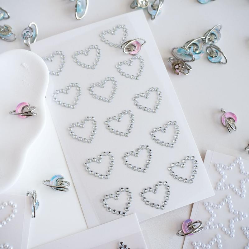3D Star Heart Shaped Pearls  Stickers Kids Diy Self Adhesive Jewel Crafts Sparkly  Stationery Stickers Girls