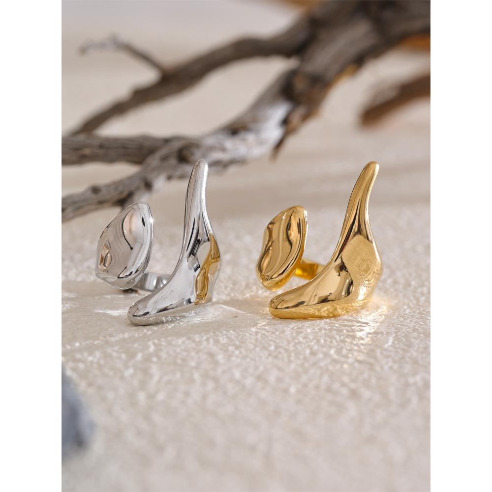 Eetit New Casting PVD Plated Stainless Steel Metal Geometric Adjustable Creative Ring Women Daily Fashion Jewelry Accessories