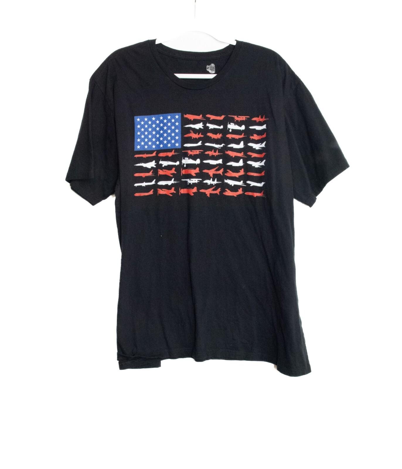 Vintage American Flag Airplane Graphic T-Shirt Size 3XL S
