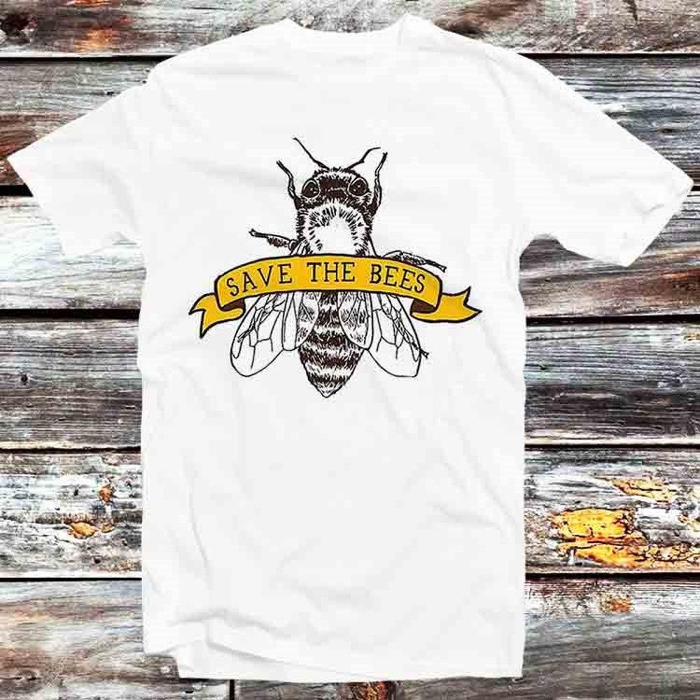 

Футболка из 100% хлопка 230GSM Save The Bees Pet Animal Nature Guardians Lovers Футболка в винтажном ретро-стиле Крутой подарок для мужчин и женщин Унисекс Мультфильм Аниме Топ Футболка B XS белый