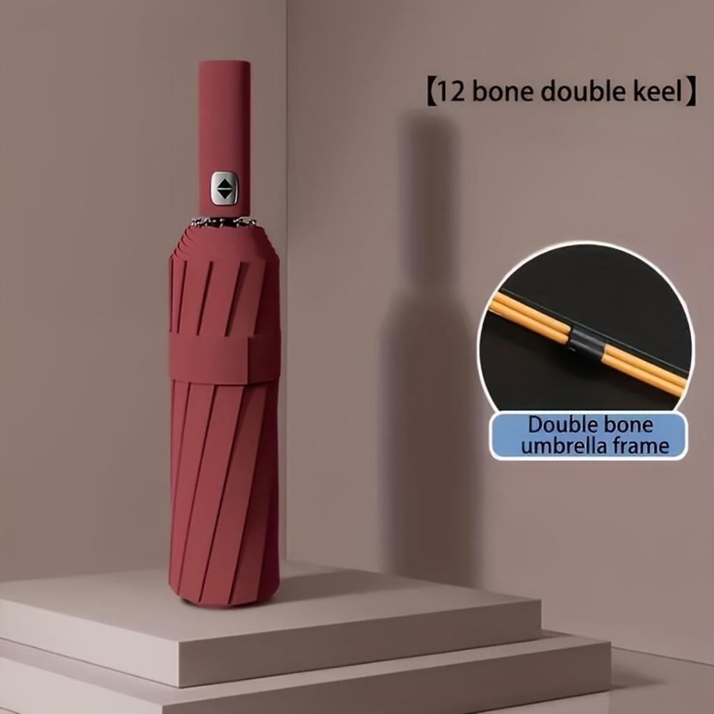 24 Keel Automatic Folding Umbrella - Large Size, Double Frame Design, Windproof and Sun Protection, Suitable for Two People To Use