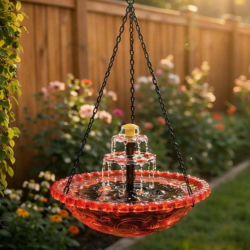 Cascade Hanging Bird Bath Fountain Hanging Solar Powered Hummingbird Bath Bowl For Garden Bird Feeder Supplies Garden Decor