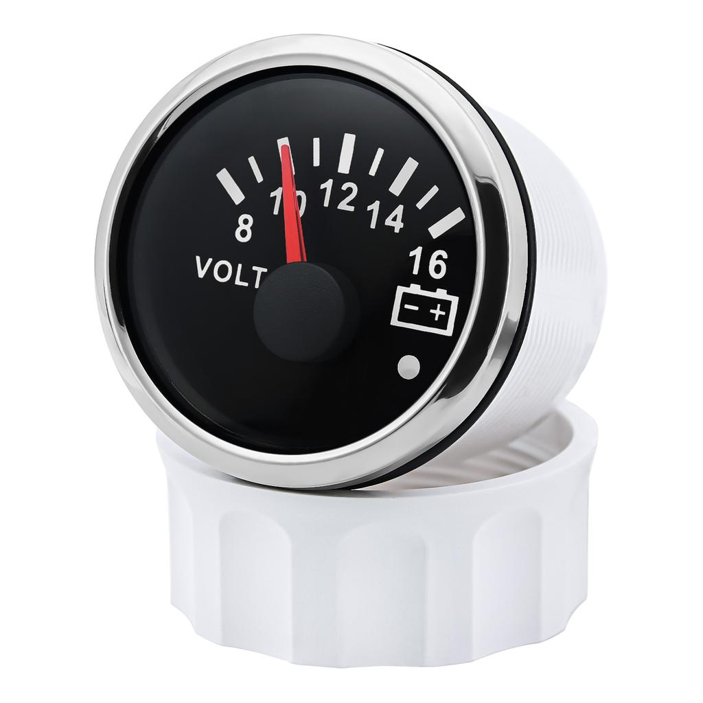 Auto Car Gauge 2" 52MM Voltmeter for Marine Boat Car 8-16V VOLTS IP67 Waterproof Volt Meter Indicator with Red Backlight