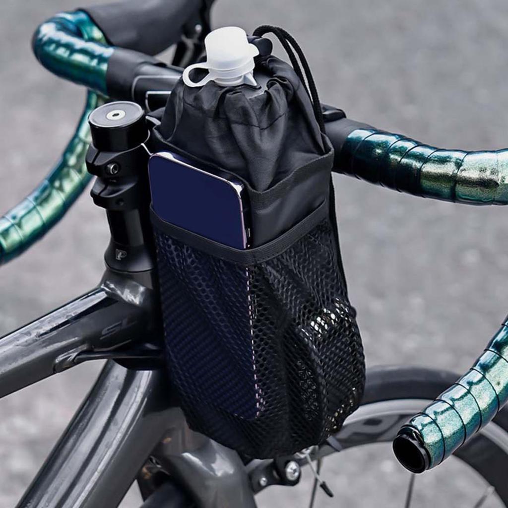 Bicycle Bag Bike Bottle Holder Handlebar Stem Thermal Bag with Mesh Pocket Coffee Cup Holders Cycling Water Bottle Carrier Bag