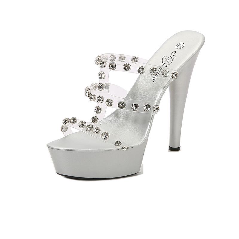 

Женские босоножки на платформе, летние модные, со стразами, 13 см/15 см, универсальные, сексуальные, на высоком каблуке-шпильке LFD-1099-31 43