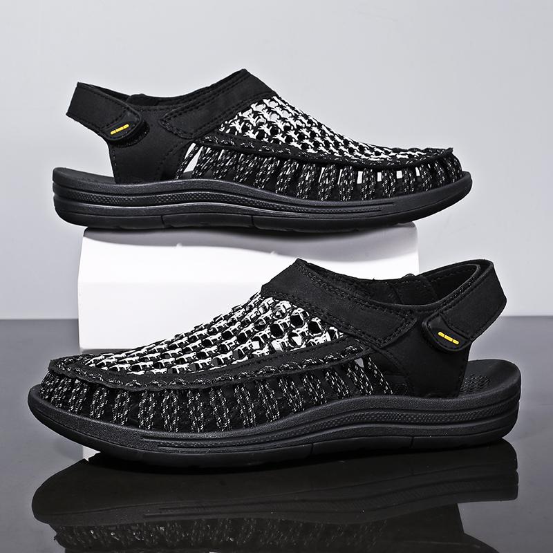 Fashion Handmade Leather Summer Flats Street Style Sandals for Man Fashion Mens Hollow Out Casual Shoes Comfortable Breathable Slippers