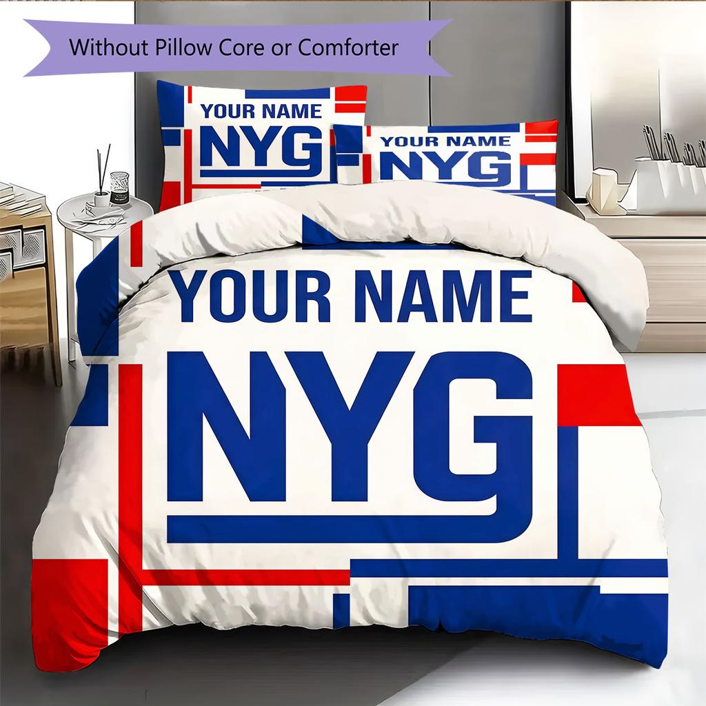 Custom Name,New York Giants Pattern Bedding Home Decoration Birthday Gift ( 1 duvet cover + 2 pillowcase, without core),fan merchandise.