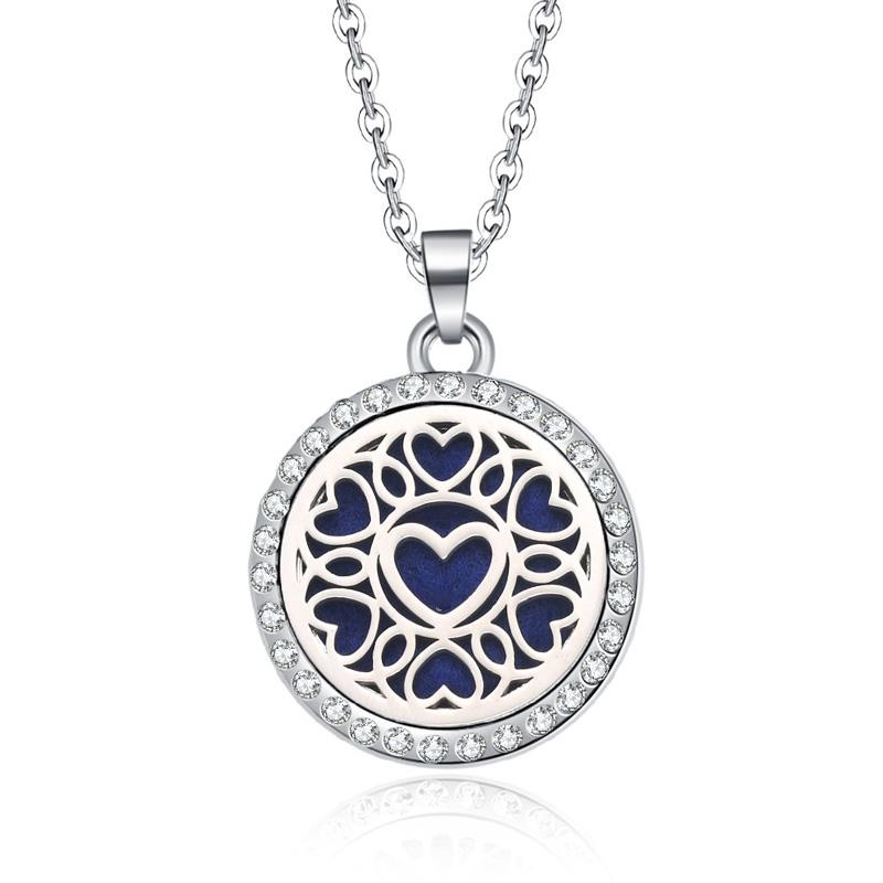 New Stainless Steel Alloy Fashion Aromatherapy Necklace Essential Oil Diffuser Perfume Locket Pendant Women Jewelry Gift