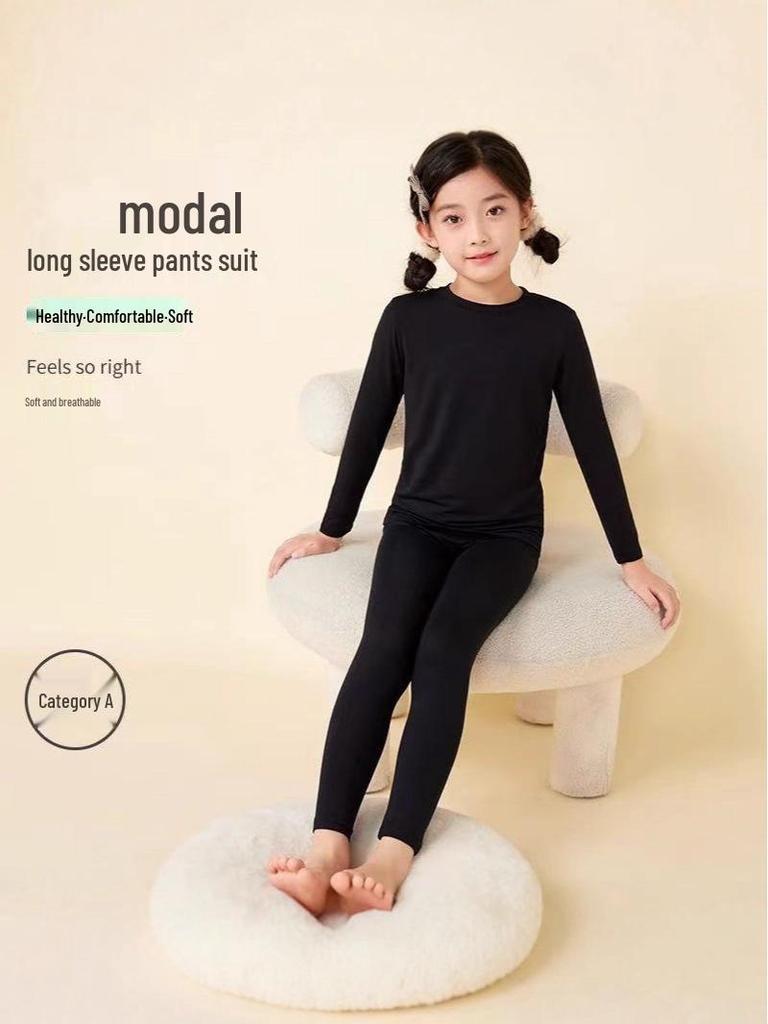 Modal-Schlafanzug und Loungewear-Set für Kinder für Frühling/Herbst - Leichtes Klimaanlagen-Anzug für ältere Kinder