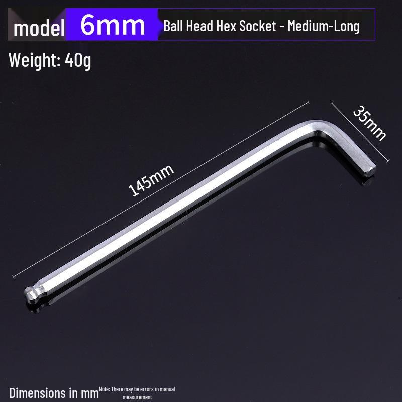 Gehärteter verzinkter und vernickelter L-förmiger Innensechskantschlüssel mit Kugelkopf