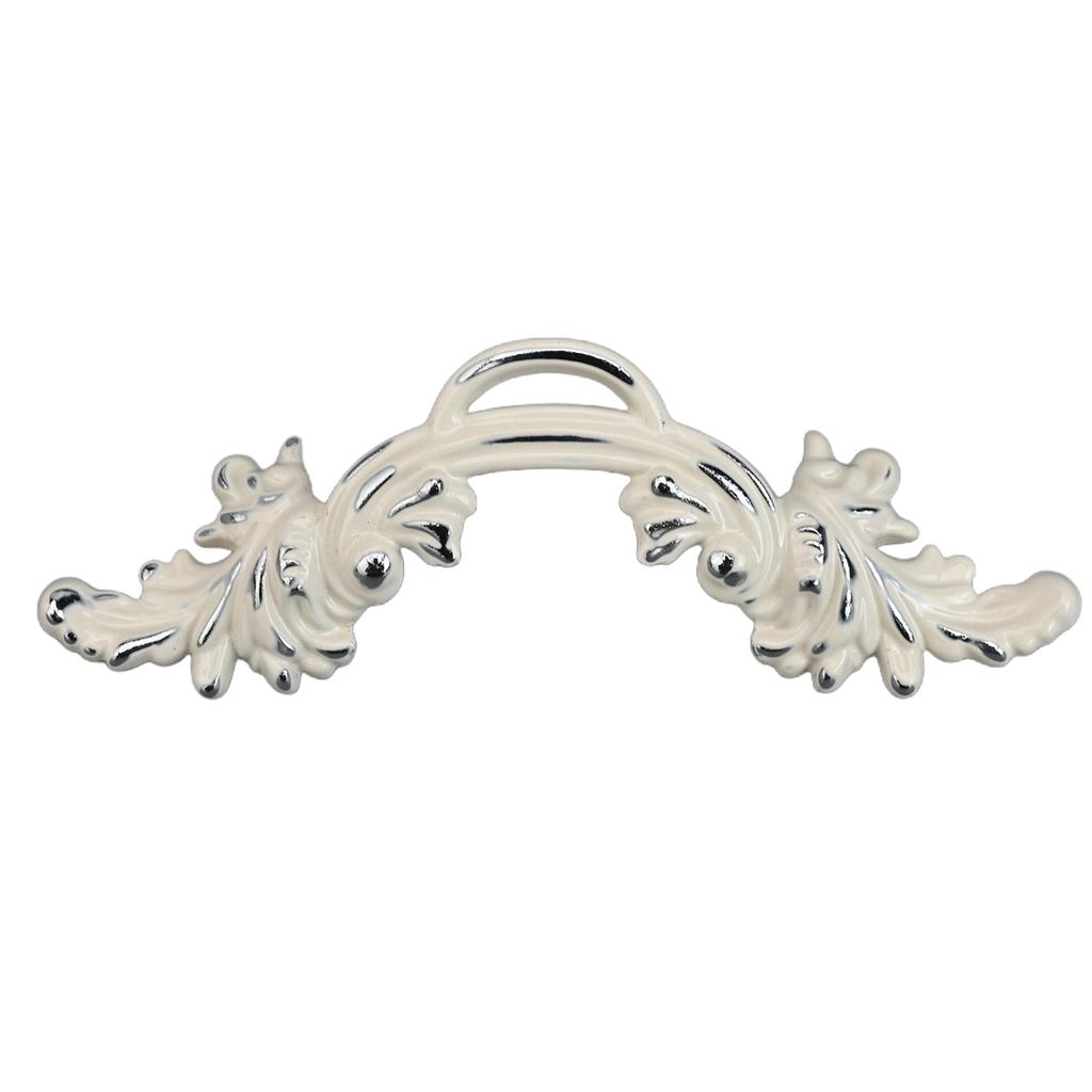 Door Handle Chrome White Zinc Alloy Cabinet Handle Retro Elegant Design Zinc Alloy Material Furniture Enhancement