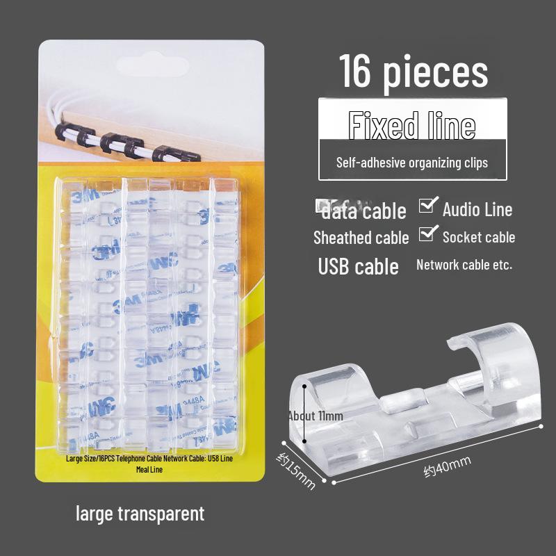 20-Piece Self-Adhesive Cable Holders for Wire Management and Organization