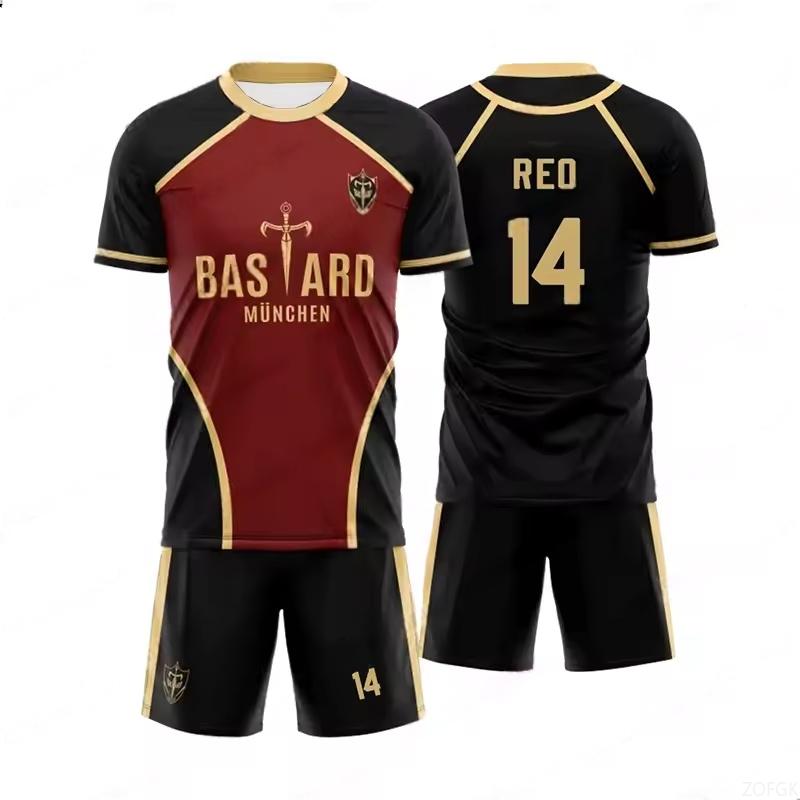 Blue Lock Anime Bastard Munchen T-shirt Shorts Set Översized Fotbollströja Set Dam Herr Vardaglig Sportkläder 2-delat Set
