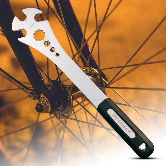 Bicycle Wrench Quenching Treatment Compact Stainless Steel Multifunctional Pedal Repair Wrench for Outdoor