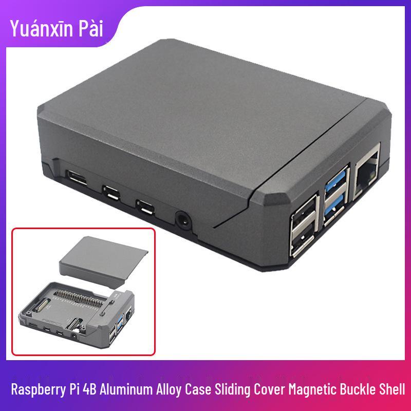 Raspberry Pi 4B Aluminum Alloy Magnetic Slider Case