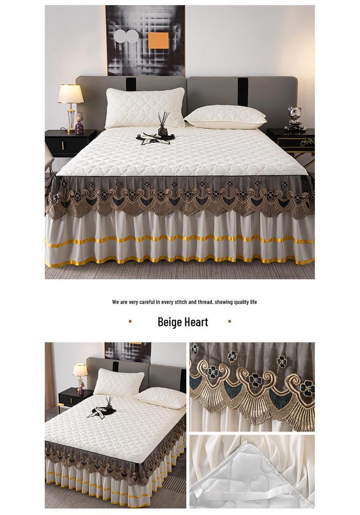 European Style Lace Quilted Bed Skirt - Thickened Skirt Edge for E-commerce Dropshipping