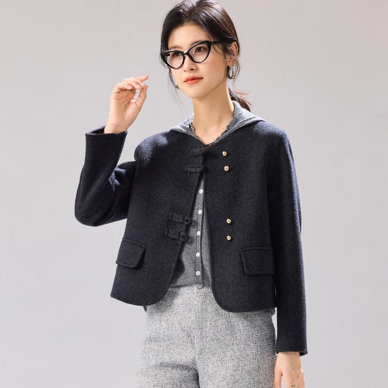 Jin Ju Women s Short Chinese Style Wool Blend Coat M