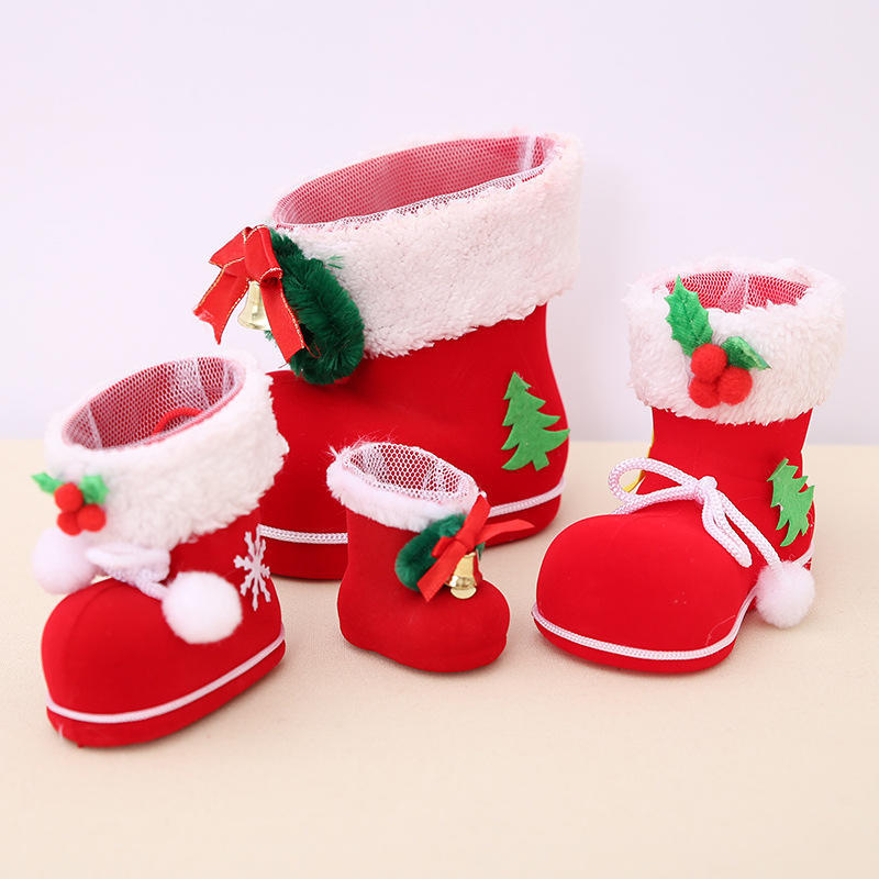 2025 Christmas Candy Bags Red Candy Boots Christmas Bags For Sweets Santa Gift Bag New Year Party Home Christmas Decoration