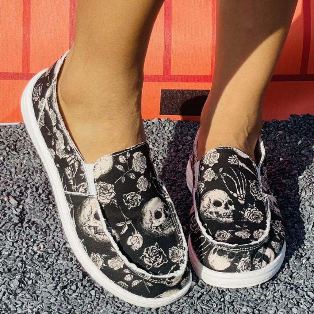 Women's Halloween Print Comfortable Flat Shoes for Casual Everyday Wear
