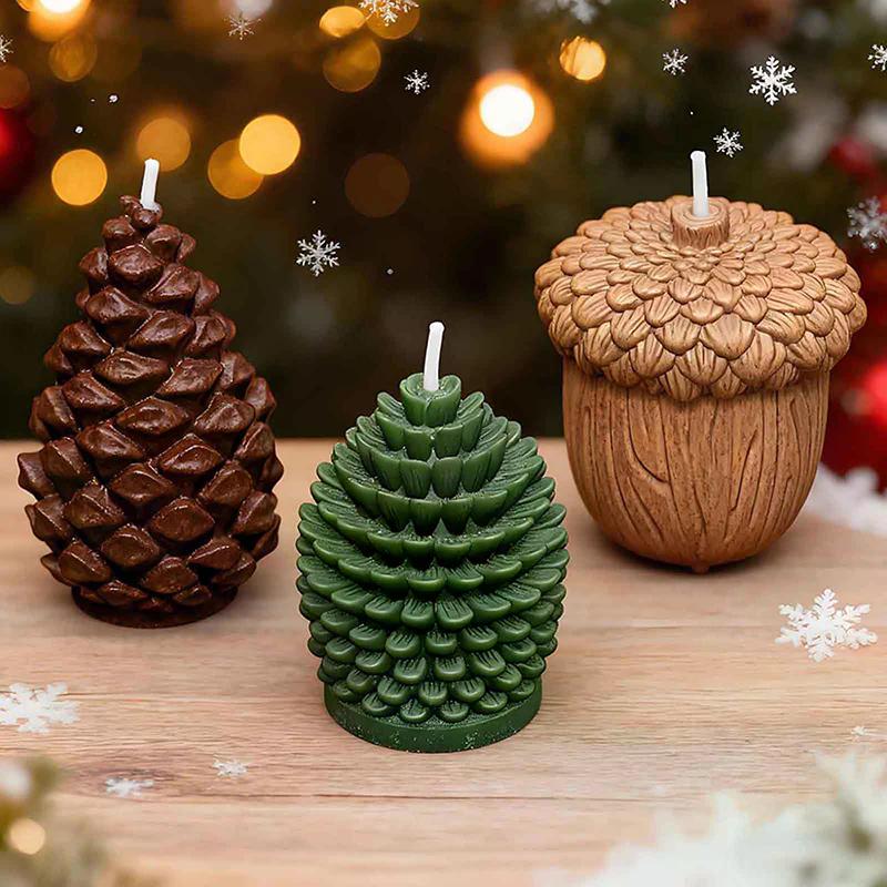 DIY Christmas Cedar Cone Mold Silicone Easy-to-release Oil Pine Cone Candle Mold Decorative Ornaments 3D Plaster Mold