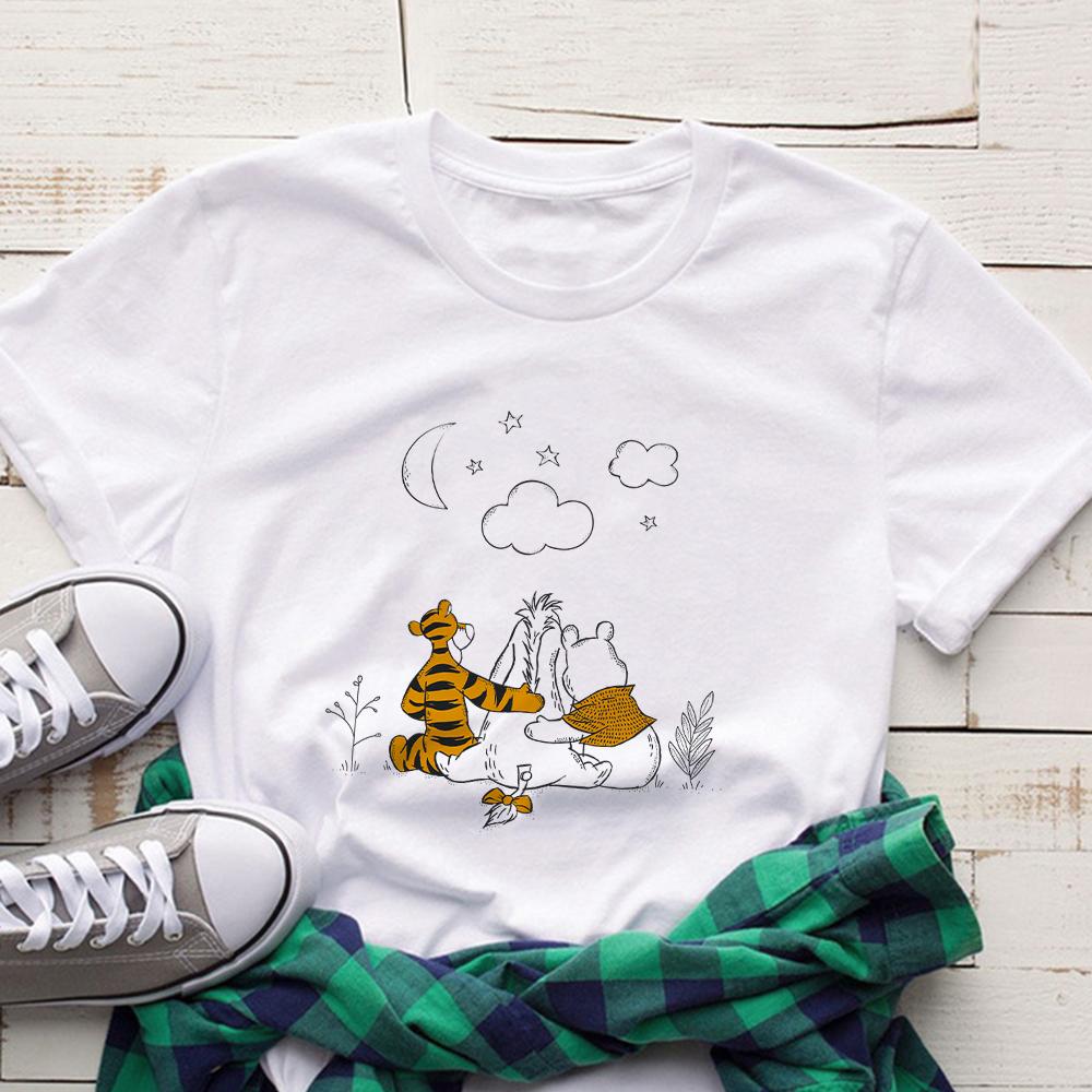 Disney Winnie The Pooh T-Shirt Cartoon Graphic T Shirts Women's Short Sleeve Summer Casual Tops T-shirt Aesthetic Harajuku Tees