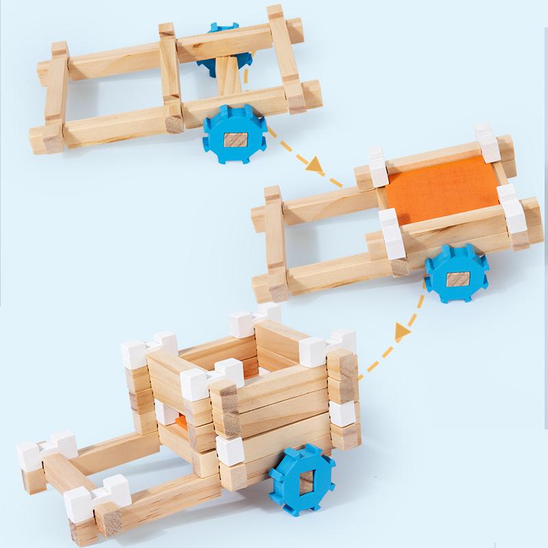 DIY Wooden Building Blocks Set Mini House Montessori Learning Toy for Children Early Education Creative Wood Blocks Stacking Toy