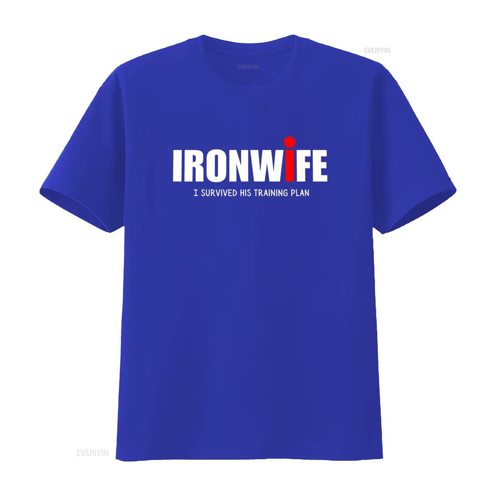 Ironwife T Shirt Triathlon Support for Triathlete Swim Bike Run Top Funny Tri Humor I Survived His Training Plan Vintage
