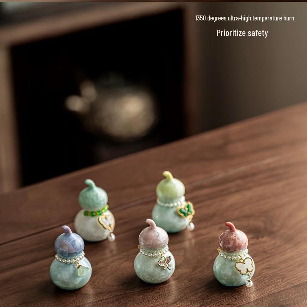 Xianci Colorful Ceramic Gourd Ornament - Cute Tea Pet Accessory for Tea Ceremony