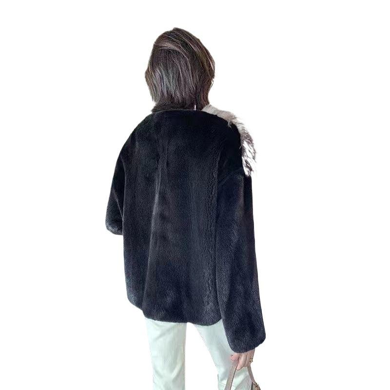 Europe, America, autumn and winter new imitation silver fox fur coat fashion celebrity temperament imitation mink short women's casual coat