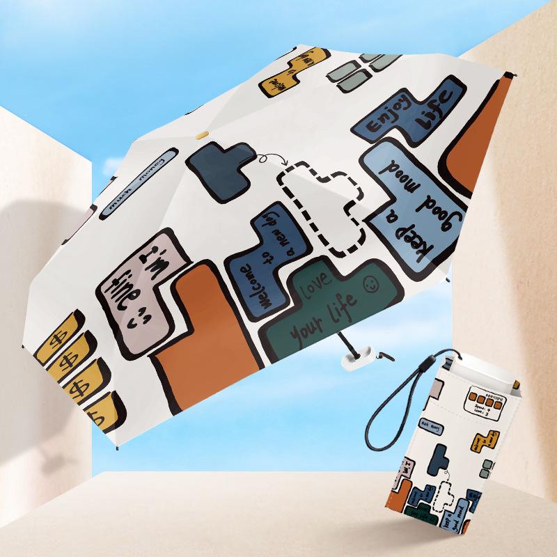 Cartoon Mini Cute Umbrella for Girls Summer UV Protection Flat Portable Sun Small Kids Umbrella Windproof 6K Parasol Sunshade