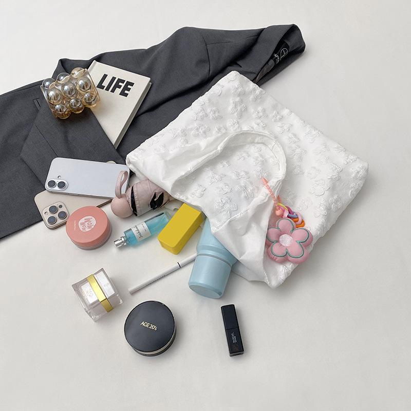 Flower Texture Casual Literary Style Hand Carry Handbag New Beautiful Foreign Light Large Capacity Shoulder Armpit Bag