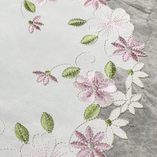 Embroidered Flower Placemat, Round Floral Coaster Placemat, Heat Resistant Table Protector Mat for Dining Table Cup Vase Wedding Party Decoration