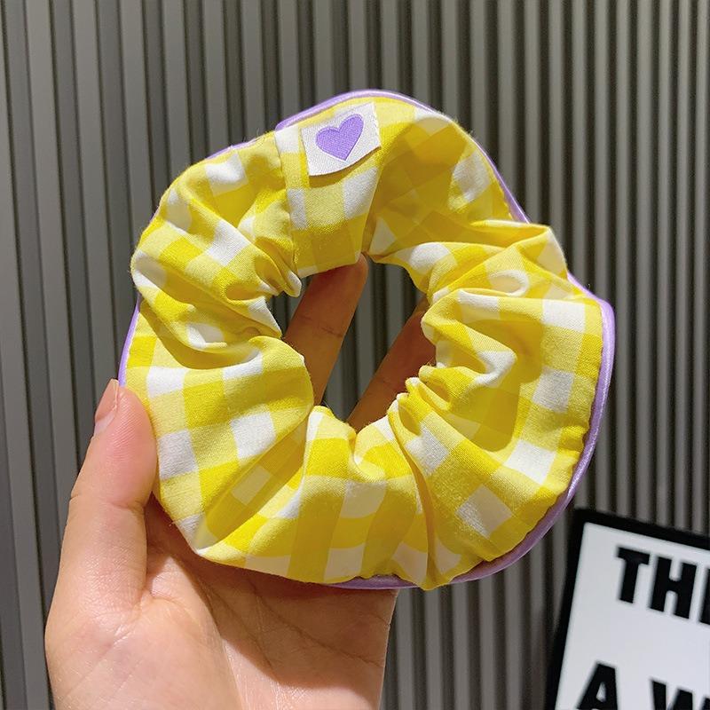 Kawaii Plaid Scrunchies Women Girls Child Cute Elastic Hair Rubber Bands Accessories Tie Hair Ring Rope Headdress Ornament