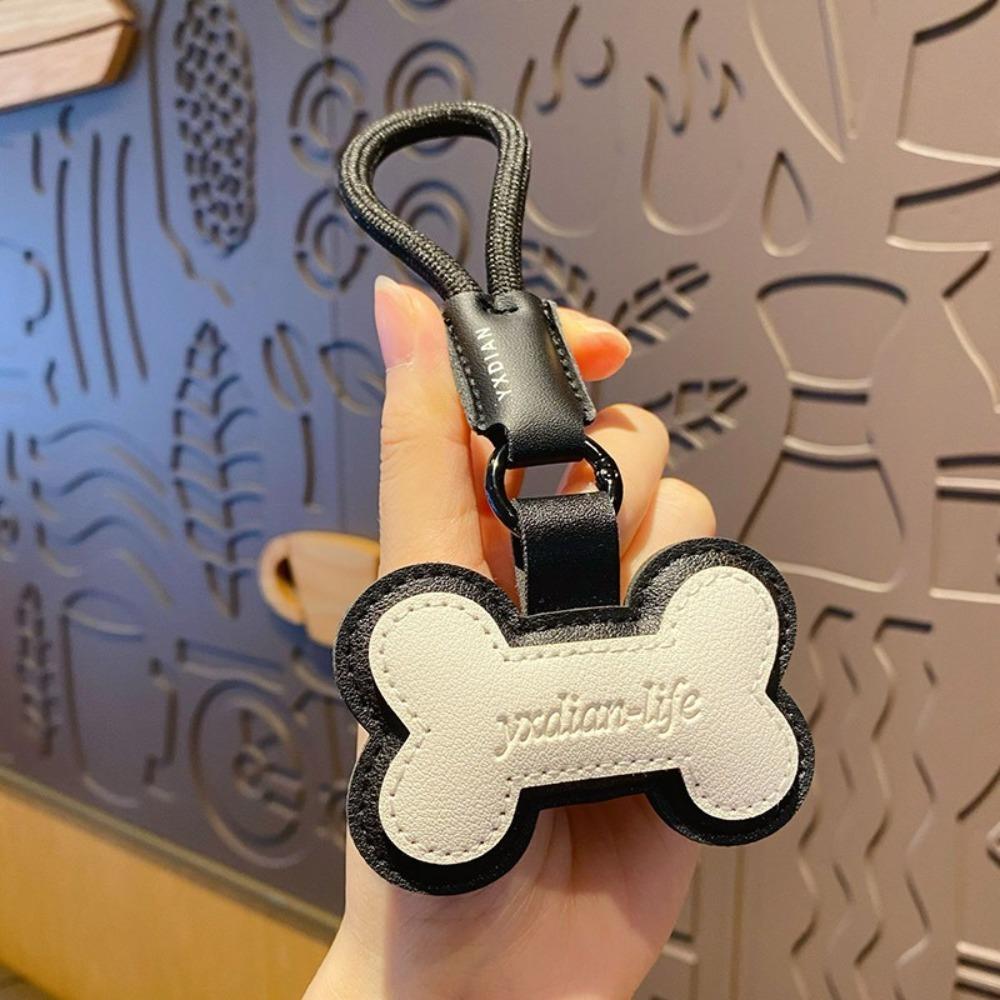 White Bone Cat Paw Keychain Colorful Bag Pendant Cute PU Leather Keyring Birthday Gift