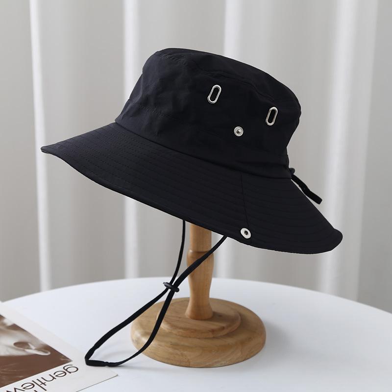 

Solid Color Men Fisherman Hat Quick Dry Summer Wide Brim Bucket Hats For Man Outdoor Hiking Mountaineering Sunscreen Basin Cap 56-60cm чорний