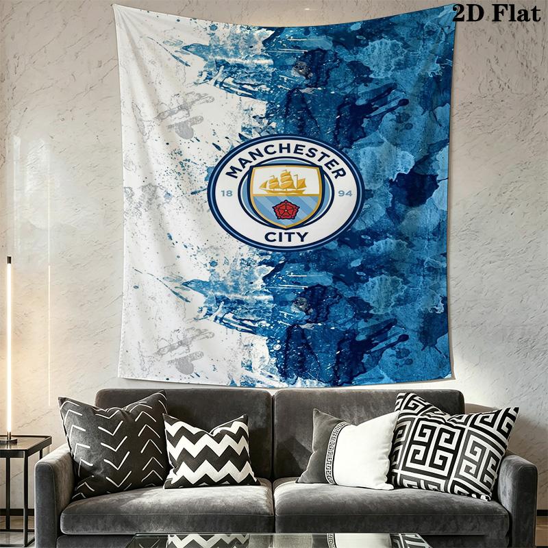Manchester City Blue Splash Tapestry Wallmounted Fashion Print Gift Atmospheric Background Cloth Home Decor