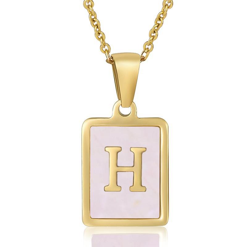 26 English Letter Necklace Women's Versatile 18K Natural Pink Shell Pendant Collarbone Chain 2026