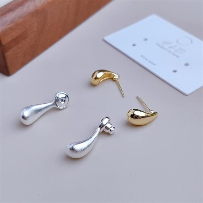 Trendy New 2 In 1 Detachable Stud Earrings for Women Gold Color Water Drop Studs Unusual Earrings Silver Color Metal Earrings