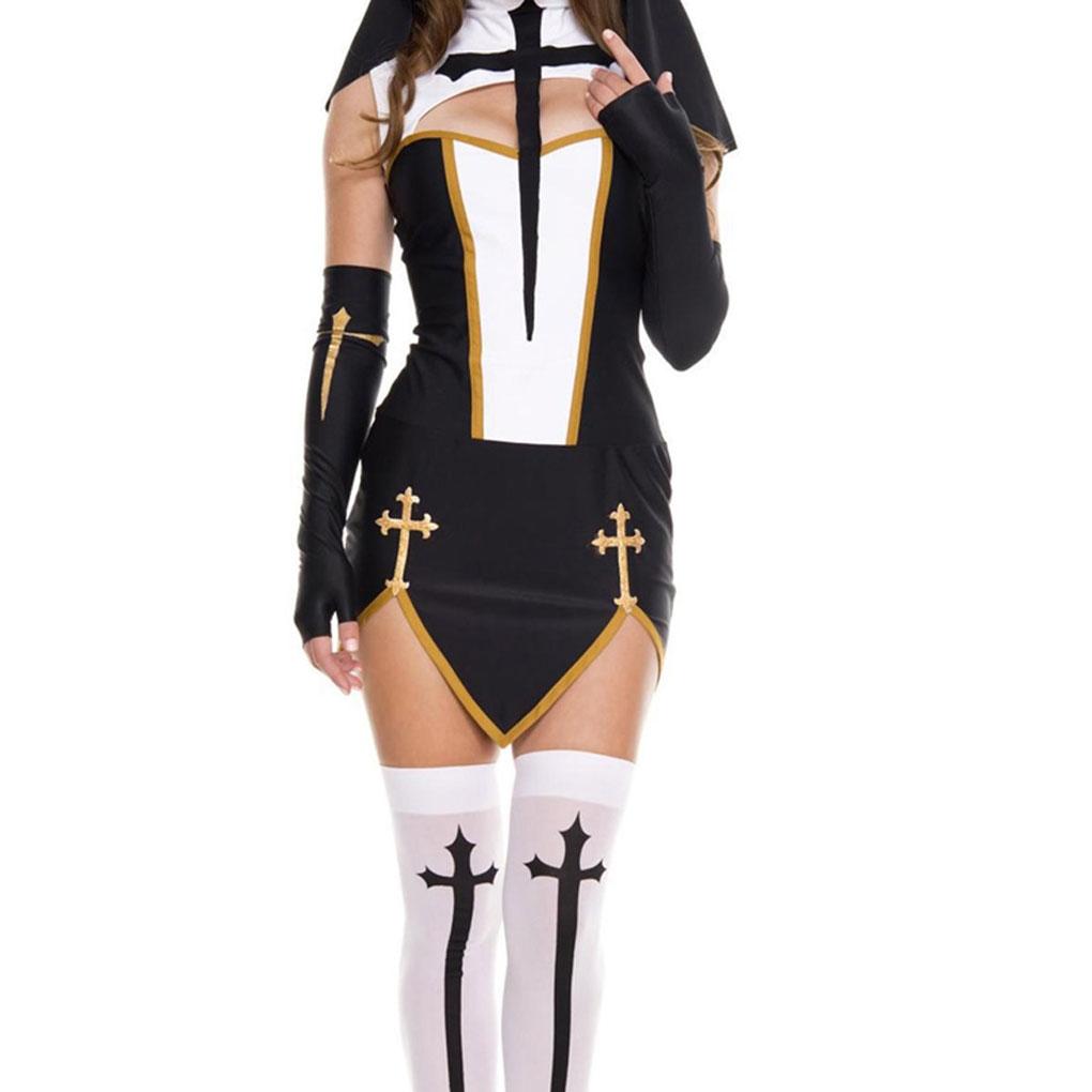 Women Halloween Nun Costume Set Soft And Breathable Polyester Materials Sexy Nun Costume Gift Idea