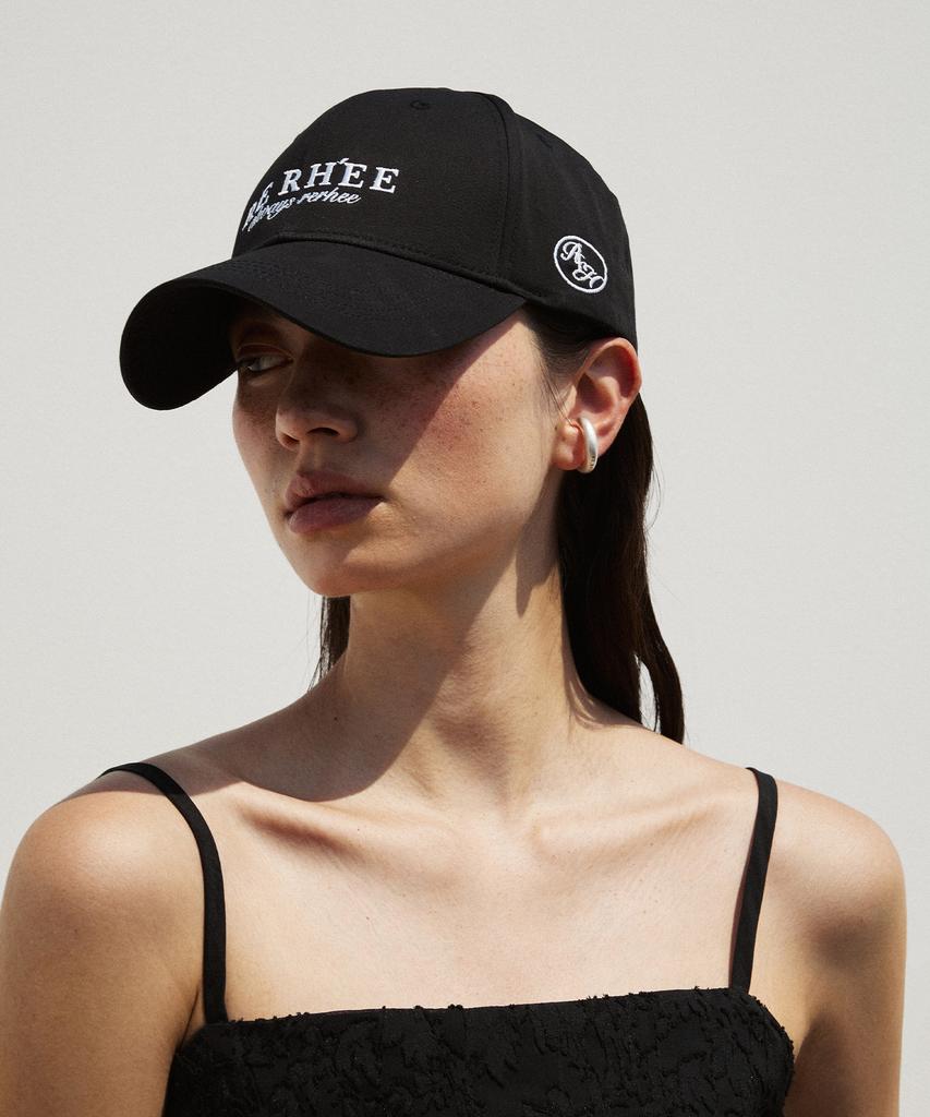 RE RHEE Logo Embroidered Cotton Ball Cap Black